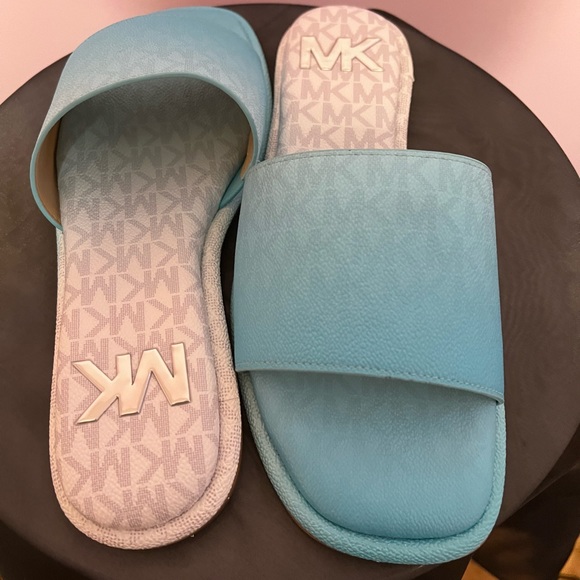 Michael Kors Logo Slides in Ocean Blue - Picture 6 of 6